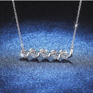 S925 Silver 1.5 Carat CZ Necklace 20" Long